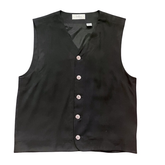 Tallia Uomo Men’s 100% Silk Vest Size L Black Button Up Classic Hipster - Picture 1 of 11